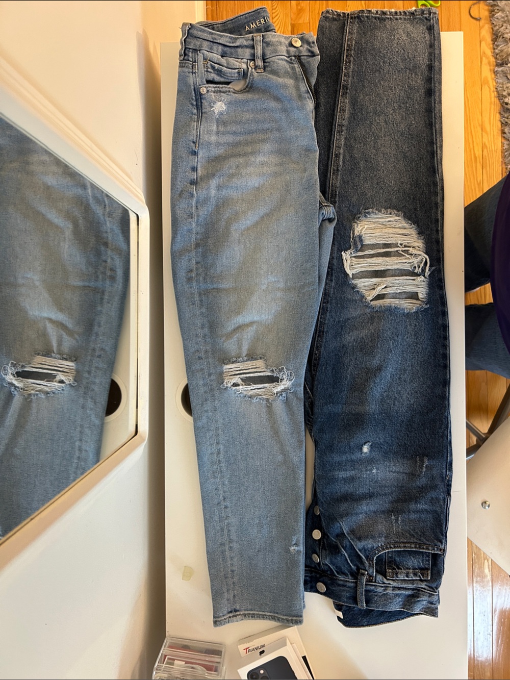 2 pairs of Blue Distressed women’s Jeans